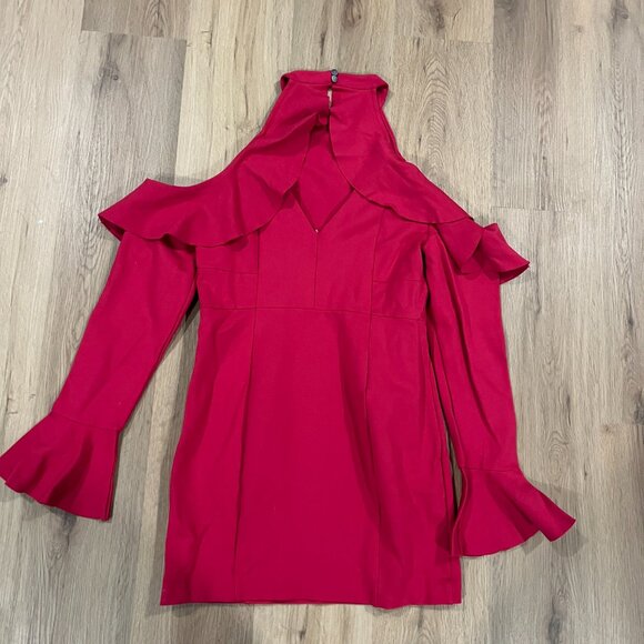 Free People Red Sweet Talk Mini Dress Off Shoulder Size Large - Picture 5 of 5